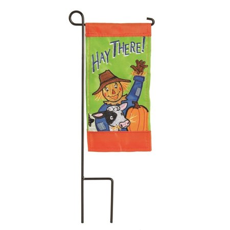 MAGNOLIA GARDENS 4 x 85 in Scarecrow Mini Double Applique Garden Flag with Stand M040075